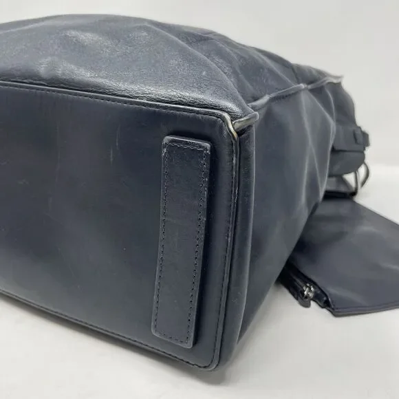 ALLSAINTS Captains Tote Women Navy Blue Leather Bag Shoulder Strap Chain Purse - Picture 11 of 16